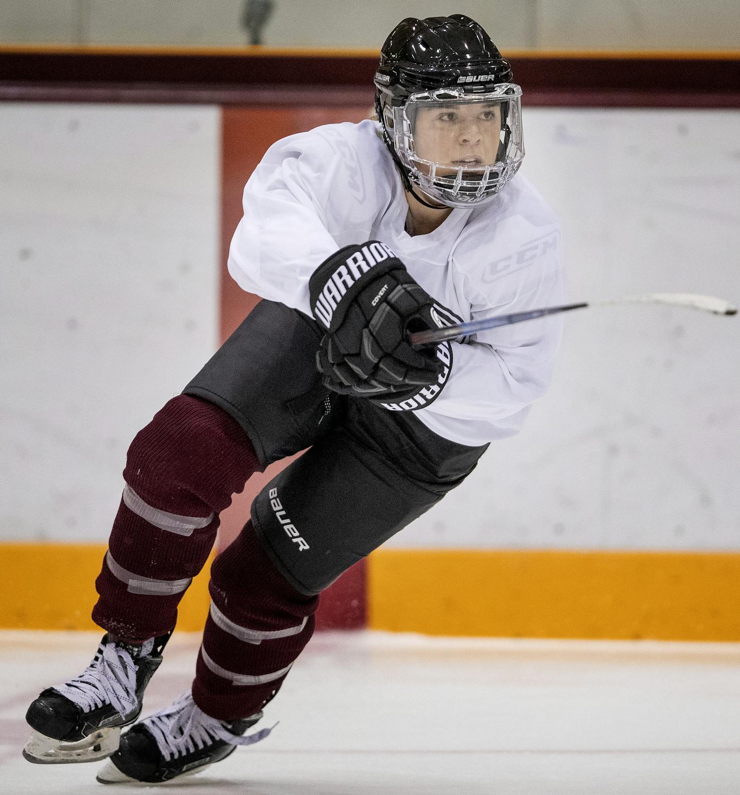 Hannah Brandt during Minnesota Whitecaps practice. ] CARLOS GONZALEZ &#x2022; cgonzalez@startribune.com &#x2013; October 1, 2018, Minneapolis, MN, University of Minnesota, U's Ridder Arena will be the Minnesota Whitecaps women's hockey team's practice. ORG XMIT: MIN1810021731460250