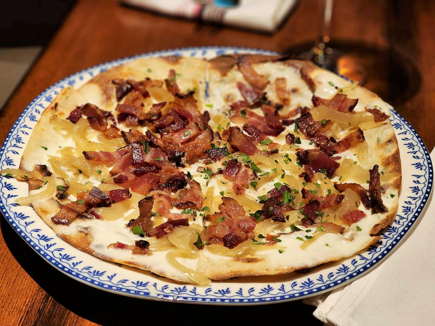 Alsatian tarte flambée at Chloe by Vincent