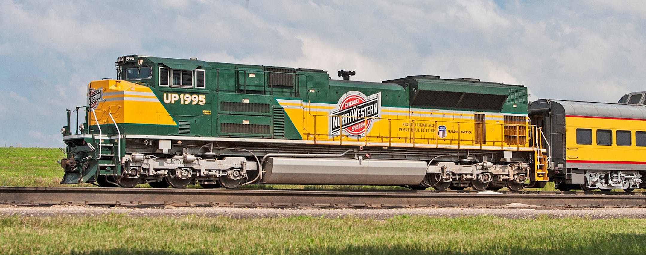 Provided photo
Union Pacific ìCommemorativeî SD70ACe No. 1995 will be at Train Day 2018 at Union Depot.
A series of mergers has made Union Pacific the largest railroad in the U.S. UP pays homage to those railroads ìcommemorativeî locomotives painted in the merged railroads colors. No. 1995 represents Chicago & North Western Railway, which UP purchased in 1995. C&NW had a major presence in the Twin Cities, and operated the famed ì400î streamliner between the Twin Cit