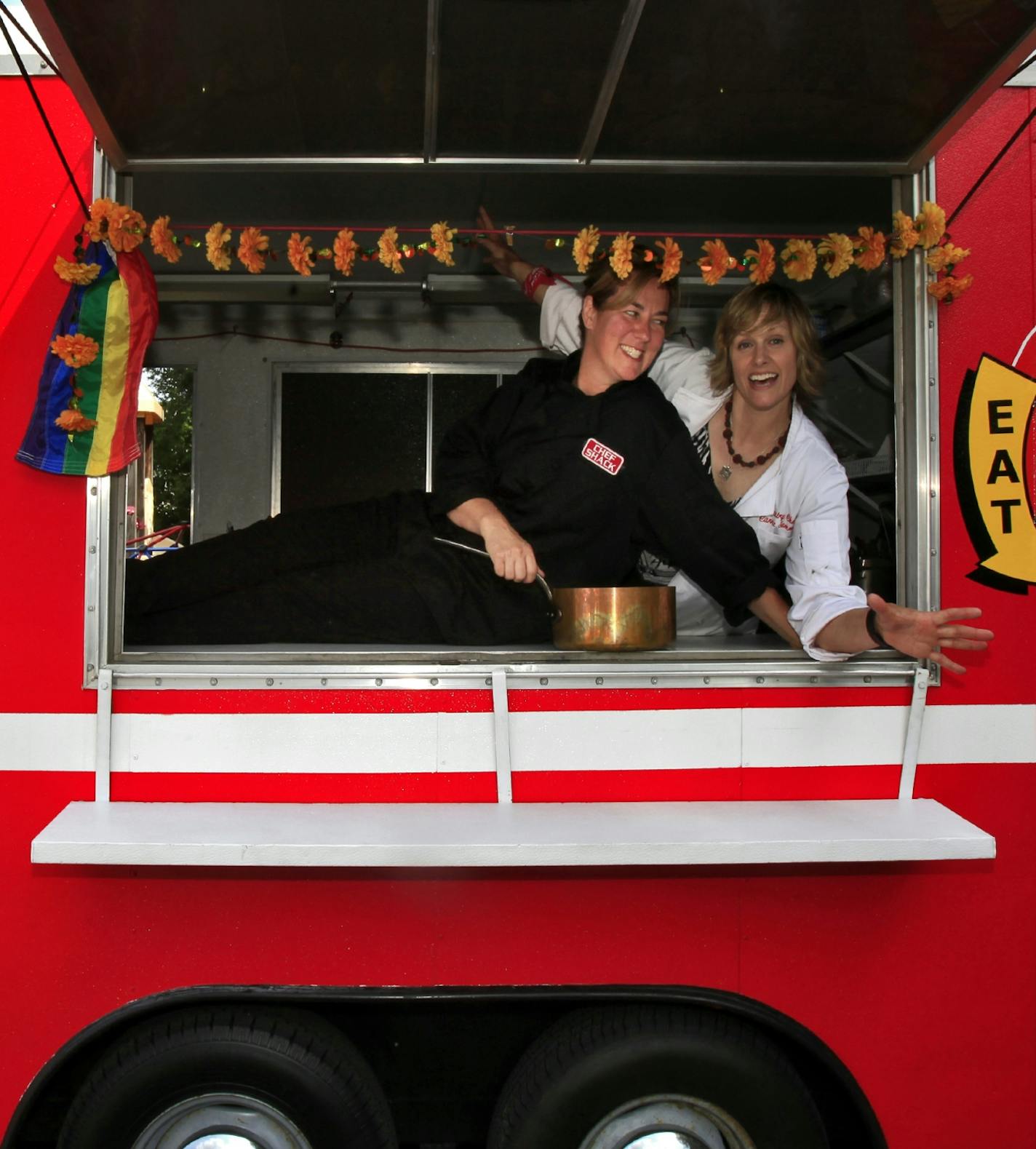 Lisa Carlson (left) and Carrie Summer owners of Chef Shack in Minneapolis, MN. October 8, 2012.