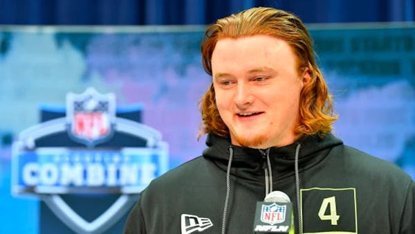 St. John’s offensive tackle Ben Bartch at the NFL combine in February.