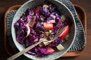 Warm Red Cabbage Salad with Apples and Mustard is a colorful fall meal. Recipe by Beth Dooley, photo by Mette Nielsen, Special to the Star Tribune