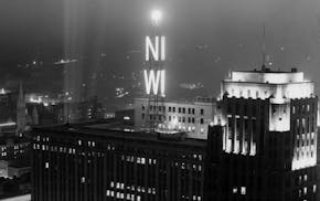 The Weatherball glowed atop downtown Minneapolis’ Northwestern National Bank building in 1950. The light changed color to reflect the forecast.