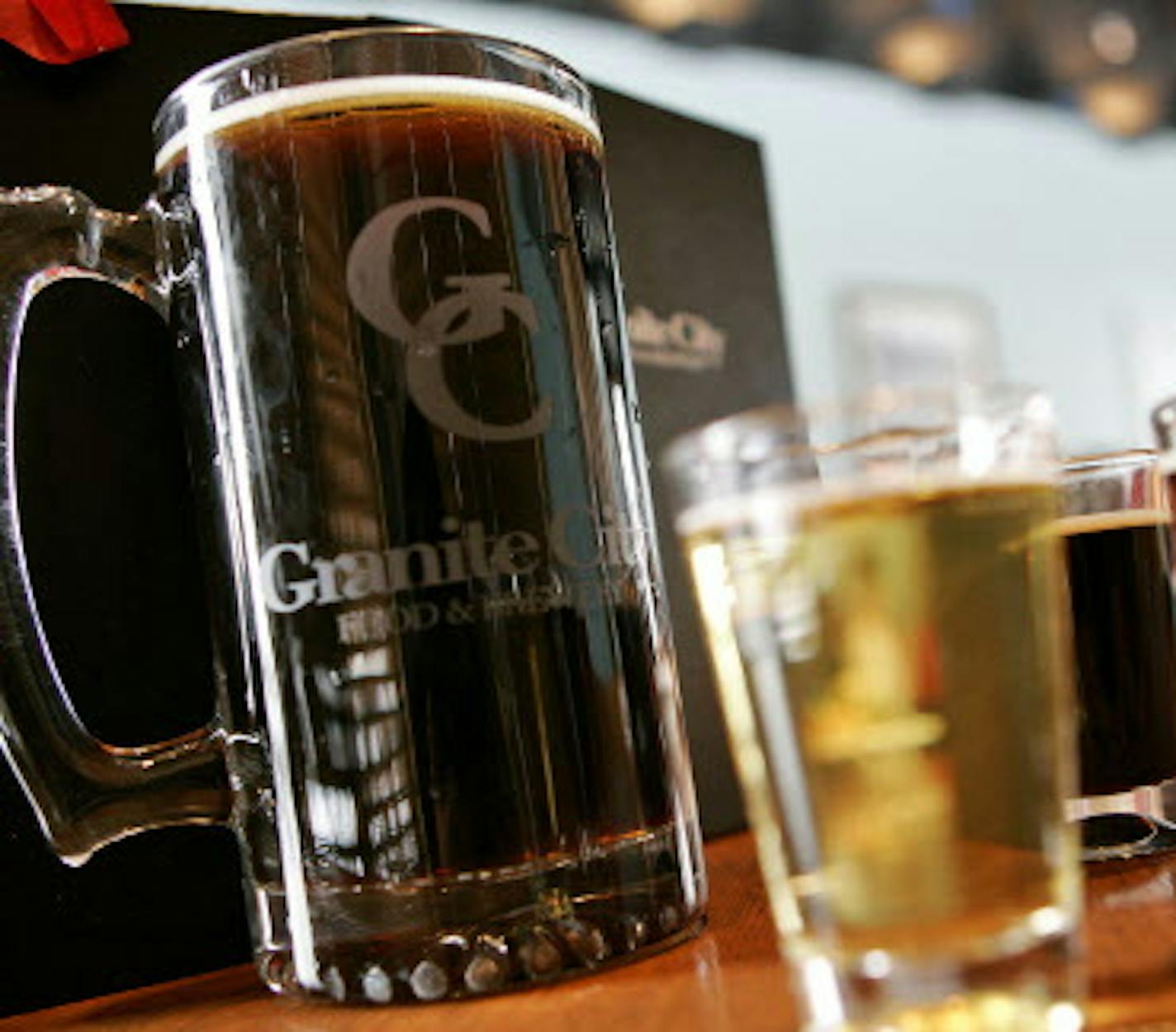 The house "Bennie" Mai Bock German lager beer to the left with samples of the restaurant's other micro brewery house beers - The Granite City Food & Brewery in Eagan. Ramin Rahimian &#xd4; rrahimian@startribune.com
GENERAL INFORMATION: review - Granite City Food & Brewery in Eagan