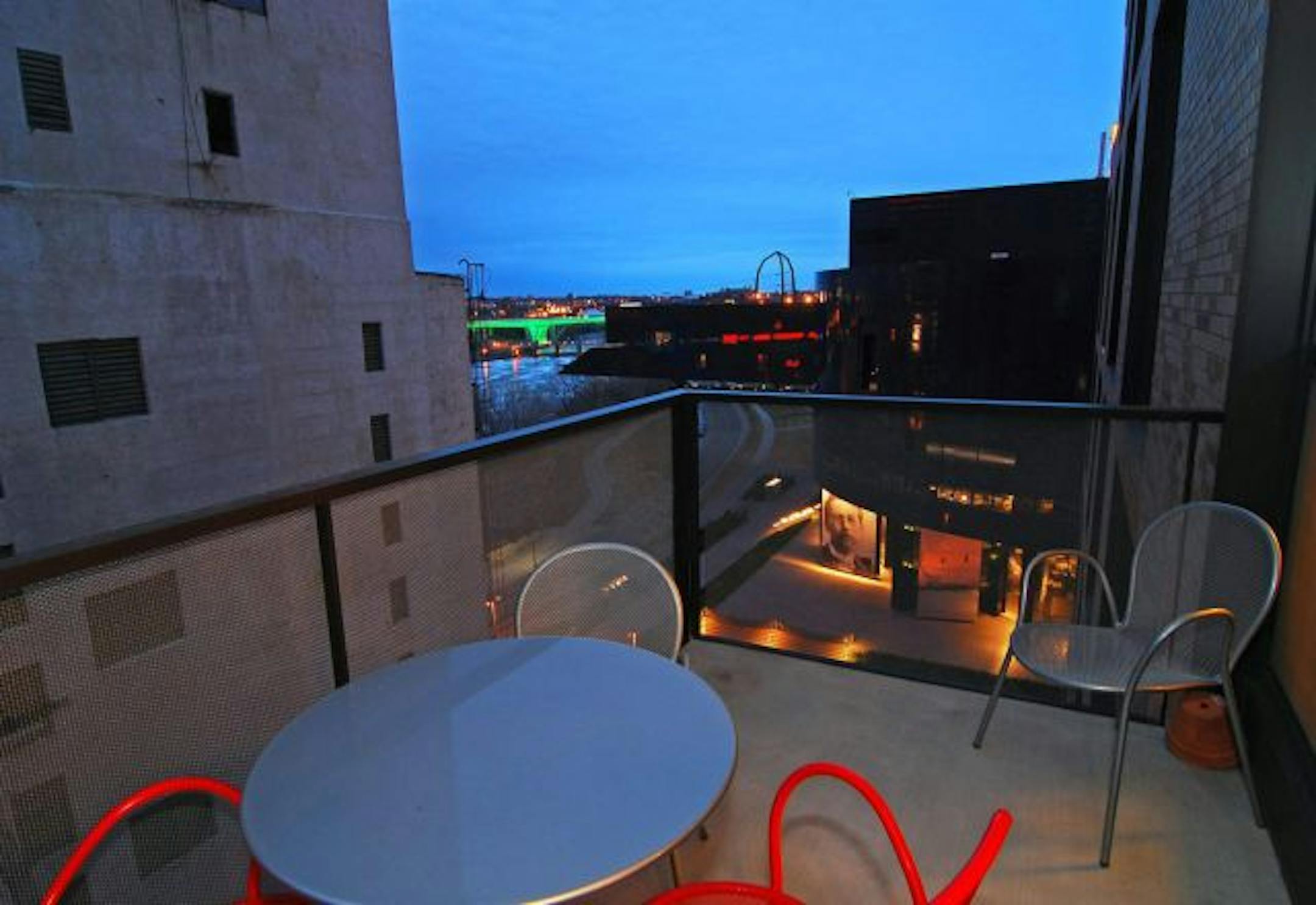 The balcony off the study has a view of the Guthrie Theate