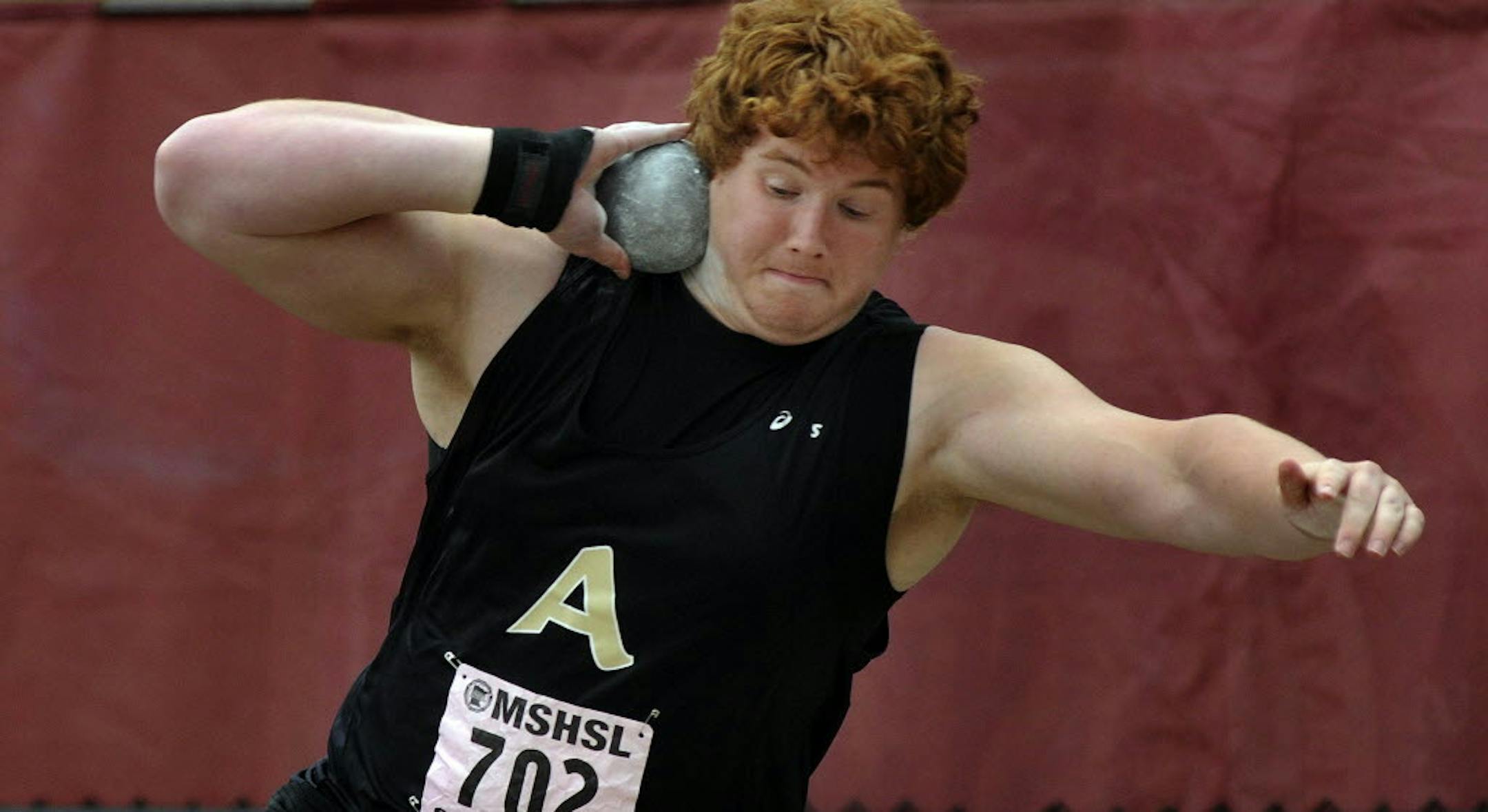 Andover's Tom Anderson won the state meet shot put title in 2011. He recently set a new state record and hopes to break it again and reach 70 feet by the end of this season. Star Tribune file photo by Richard Sennott