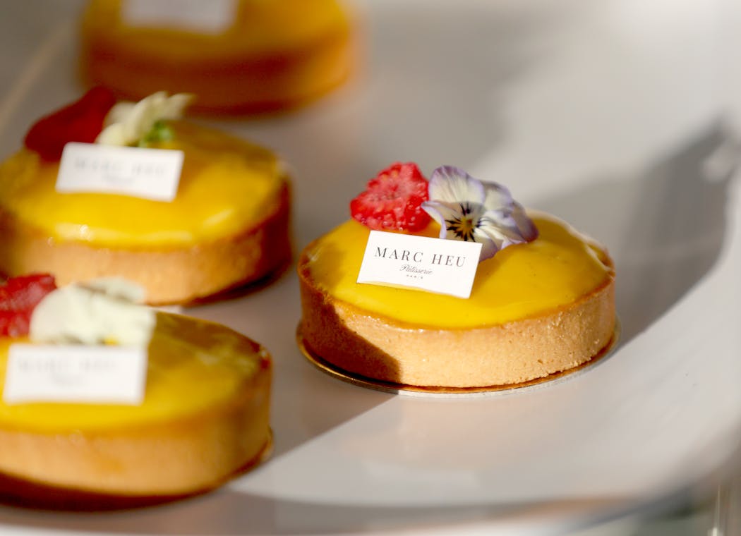 Marc Heu Patisserie Paris in St. Paul serves up eye-catching pastries, including this passion fruit-raspberry tart, that are perfect for a last-minute Valentine's Day surprises.