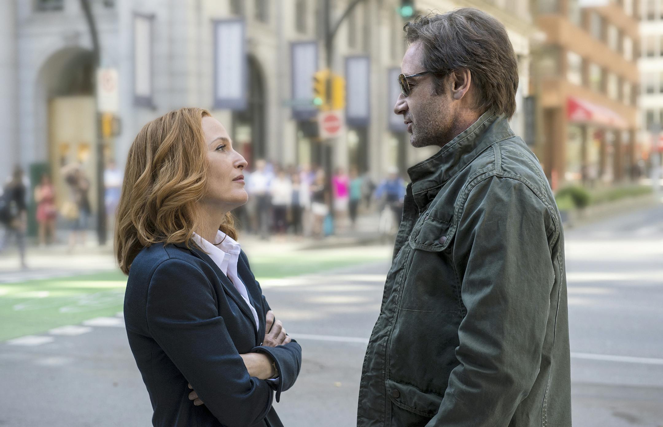 Gillian Anderson as Dana Scully and David Duchovny as Fox Mulder in "The X-Files."