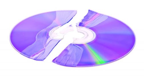 Shattered DVD / CD isolated on a white background