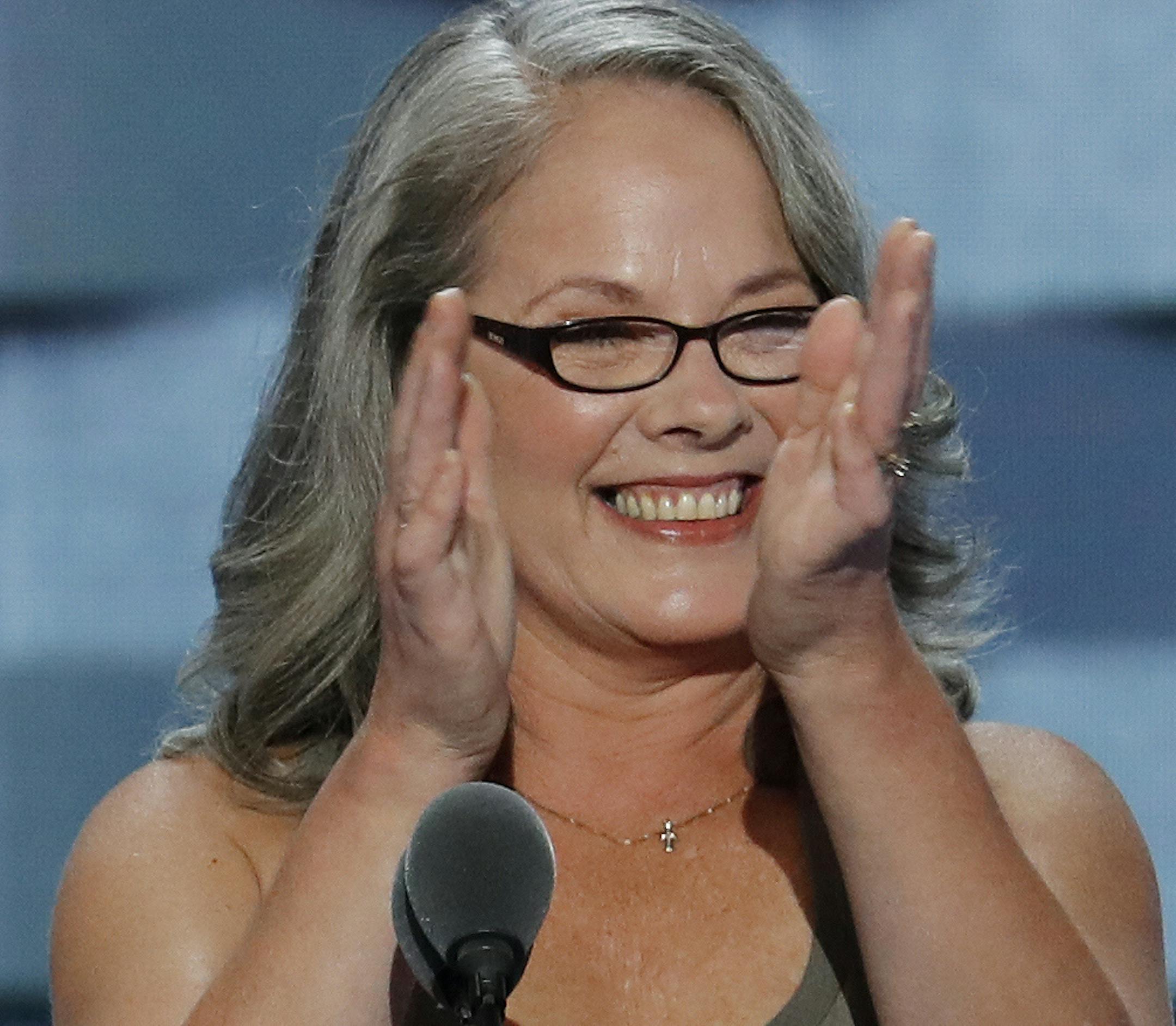 Pam Livengood speaks about substance abuse during the first day of the Democratic National Convention in Philadelphia , Monday, July 25, 2016. (AP Photo/J. Scott Applewhite)