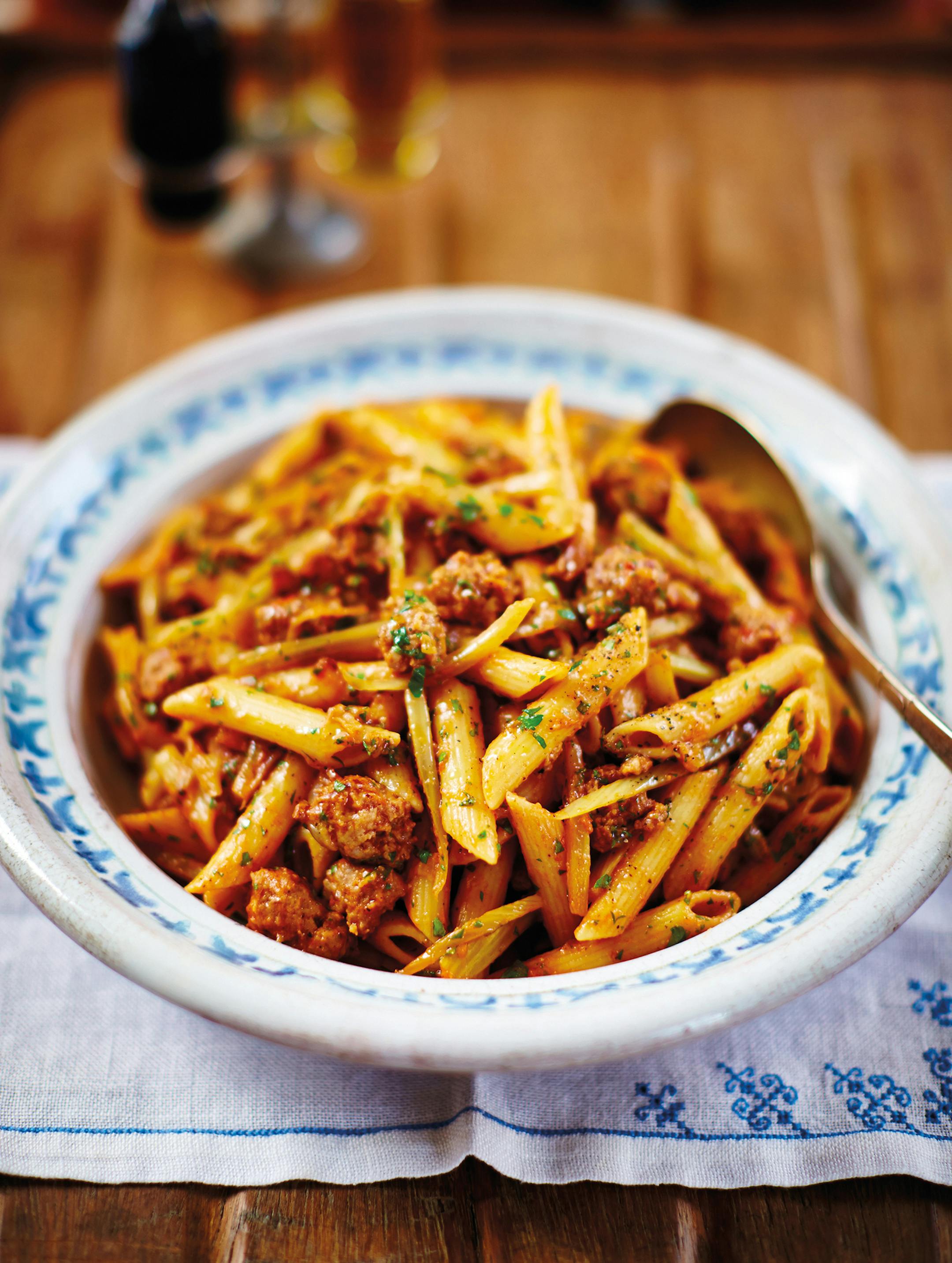 Penne With Sausage, Onions and Fennel, from Lidia Bastianich. Photograph by David Loftus From &#xec;MasterChef: The Masters at Home&#xee; &#xf1; odd punctuation is correct