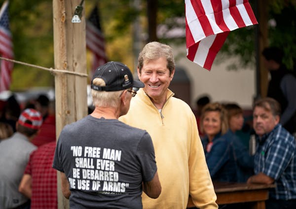 Jason Lewis spoke to the crowd at Reagan Day at the Ranch, a Republican event held annually in Taylors Falls, in Chisago County. ] GLEN STUBBE • gle