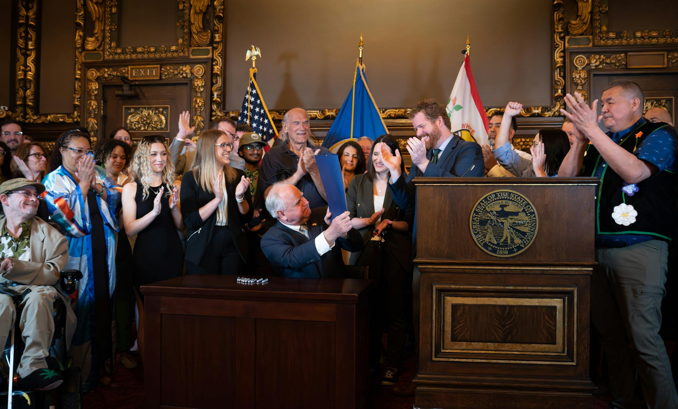 Former Governor Jesse Ventura was on hand as Gov. Tim Walz legalized marijuana in Minnesota with the stroke of a pen on Tuesday, May 30, 2023 St. Paul, Minn.