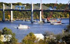 The Andiamo Showboat cruised below the St. Croix River bridge, back to Stillwater. ] GLEN STUBBE * gstubbe@startribune.com Monday, October 10, 2016 St