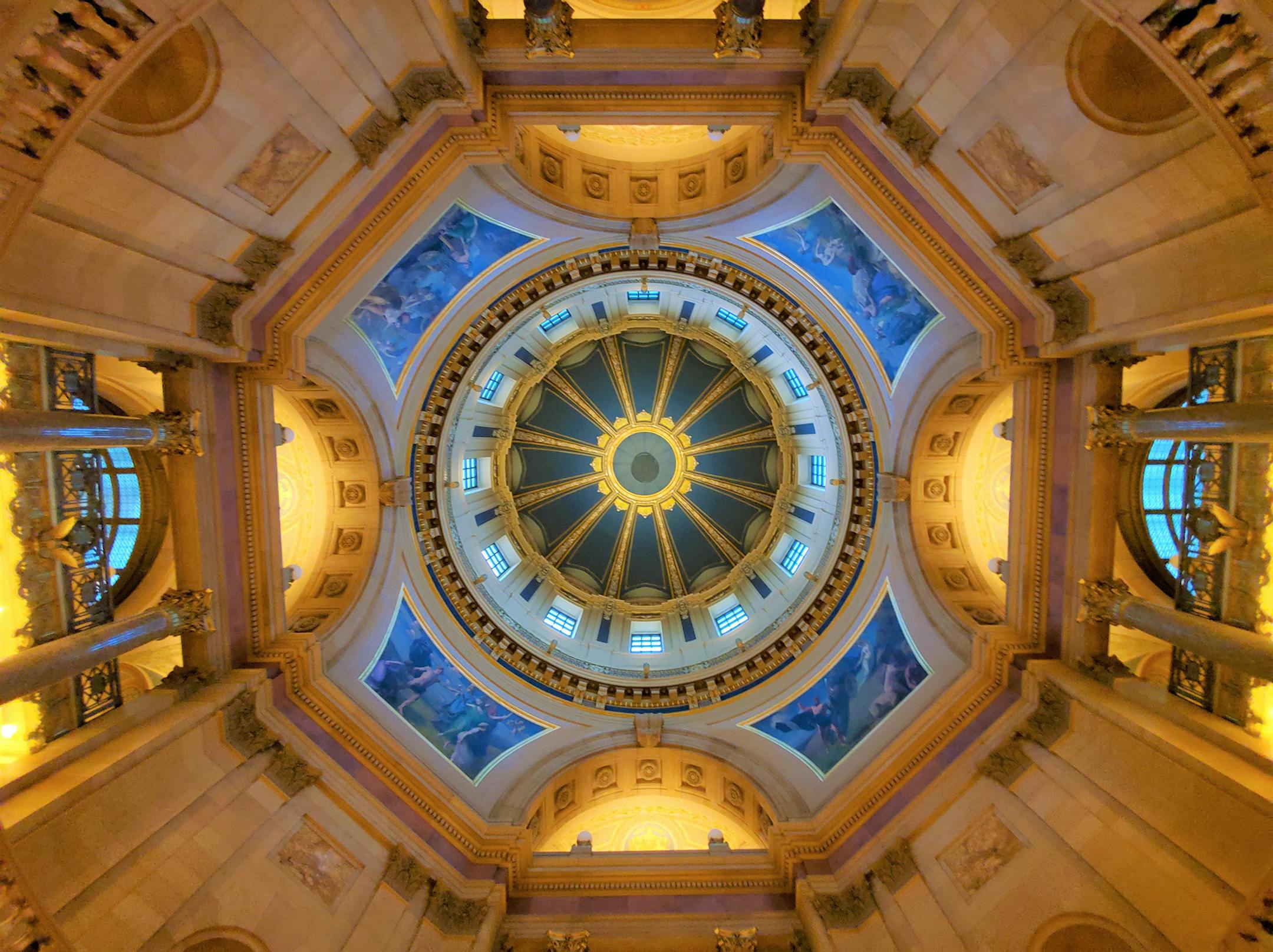 Please find attached a photo of the inside of the St Paul capitol dome for the Feeling MN photo topic.
Robert L. Karol, Eden Prairie