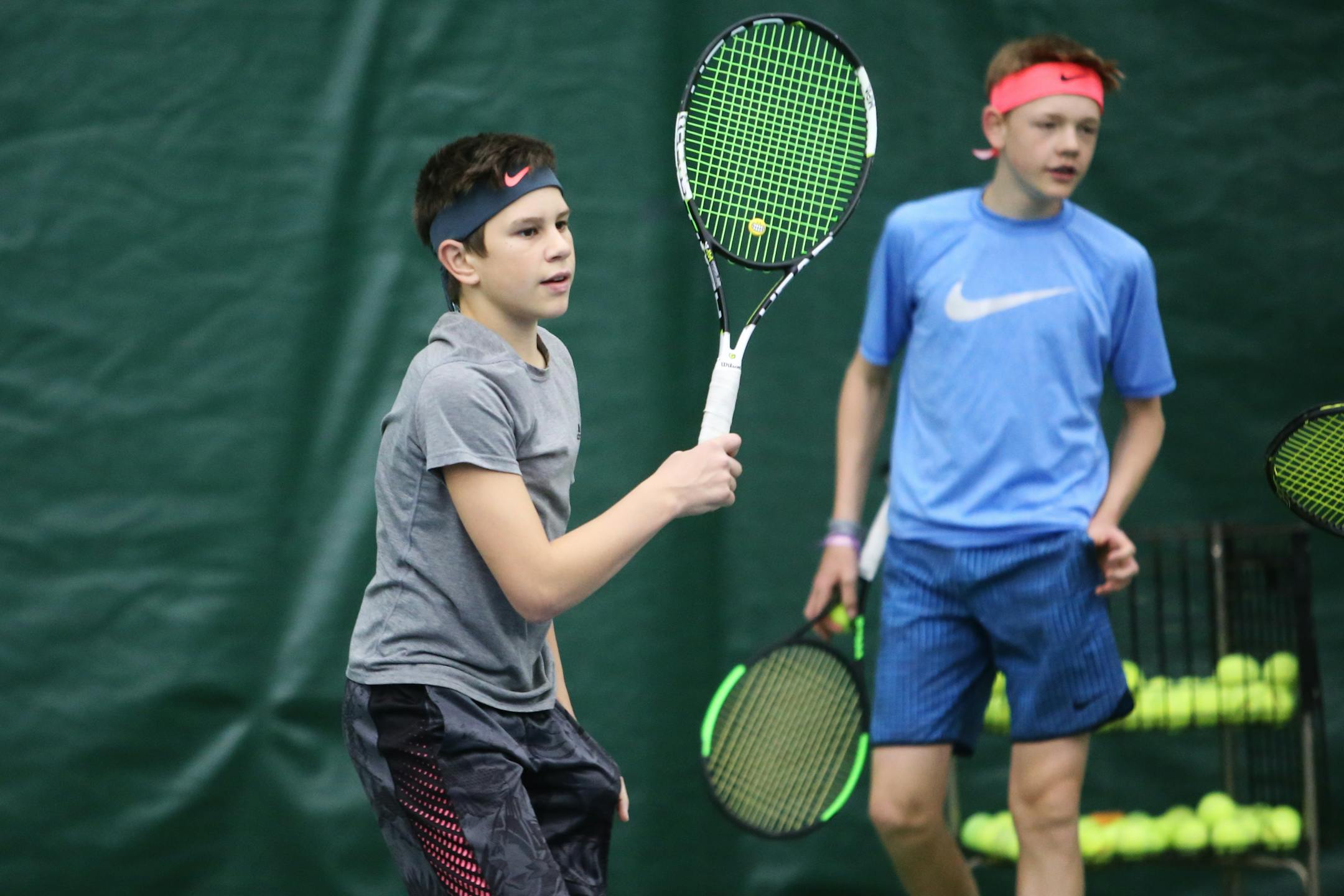 Eighth-graders Christo Alex, left, and Bjorn Swenson helped Mounds View to earn the No. 2 seed in this week's Class 2A boys' tennis tournament.