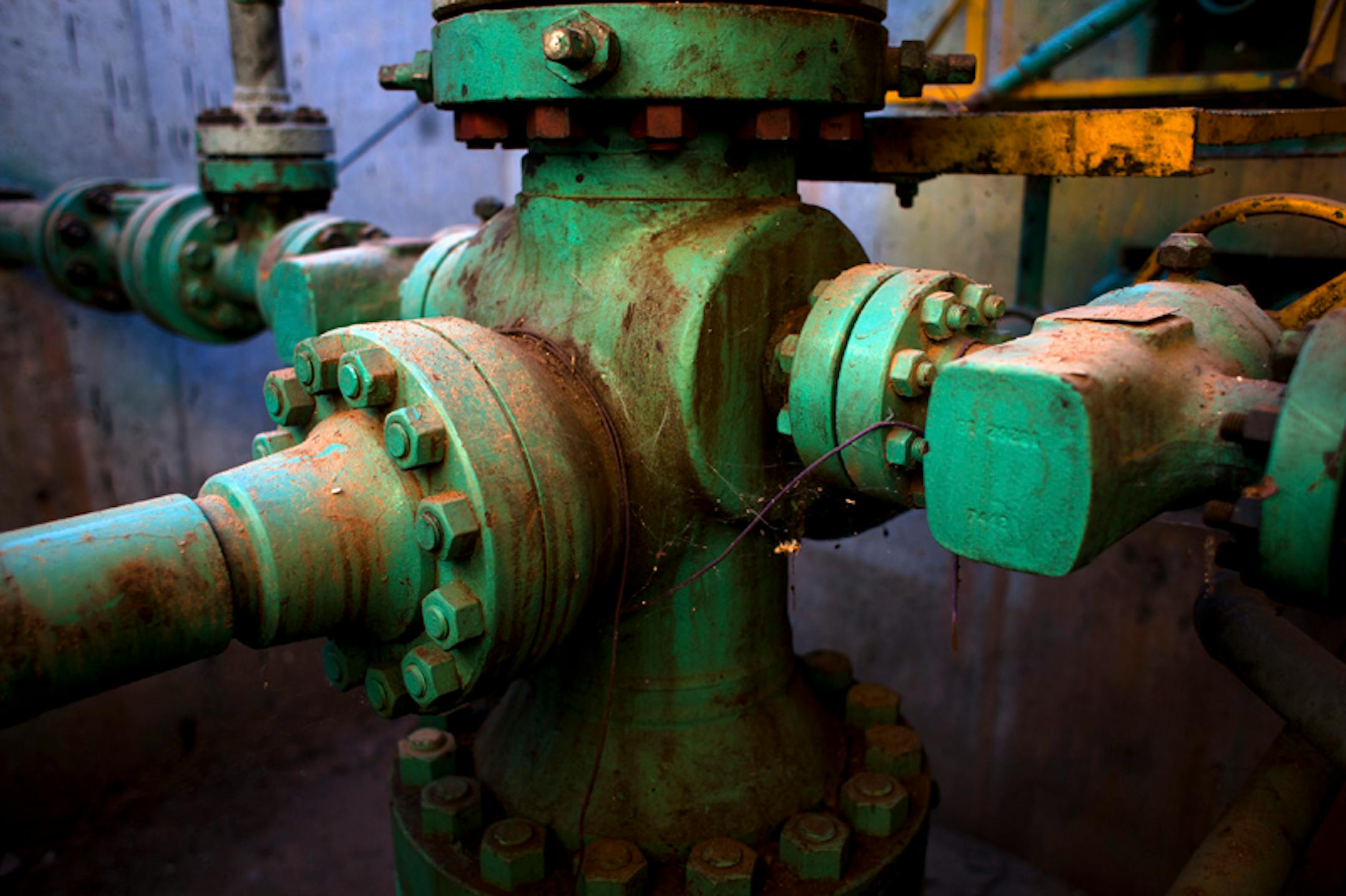 An active underground well head at the Cliffside Field Facility of the federal helium reserve, which produces roughly 30 percent of the world's helium, near Amarillo, Texas, Dec. 11, 2012.