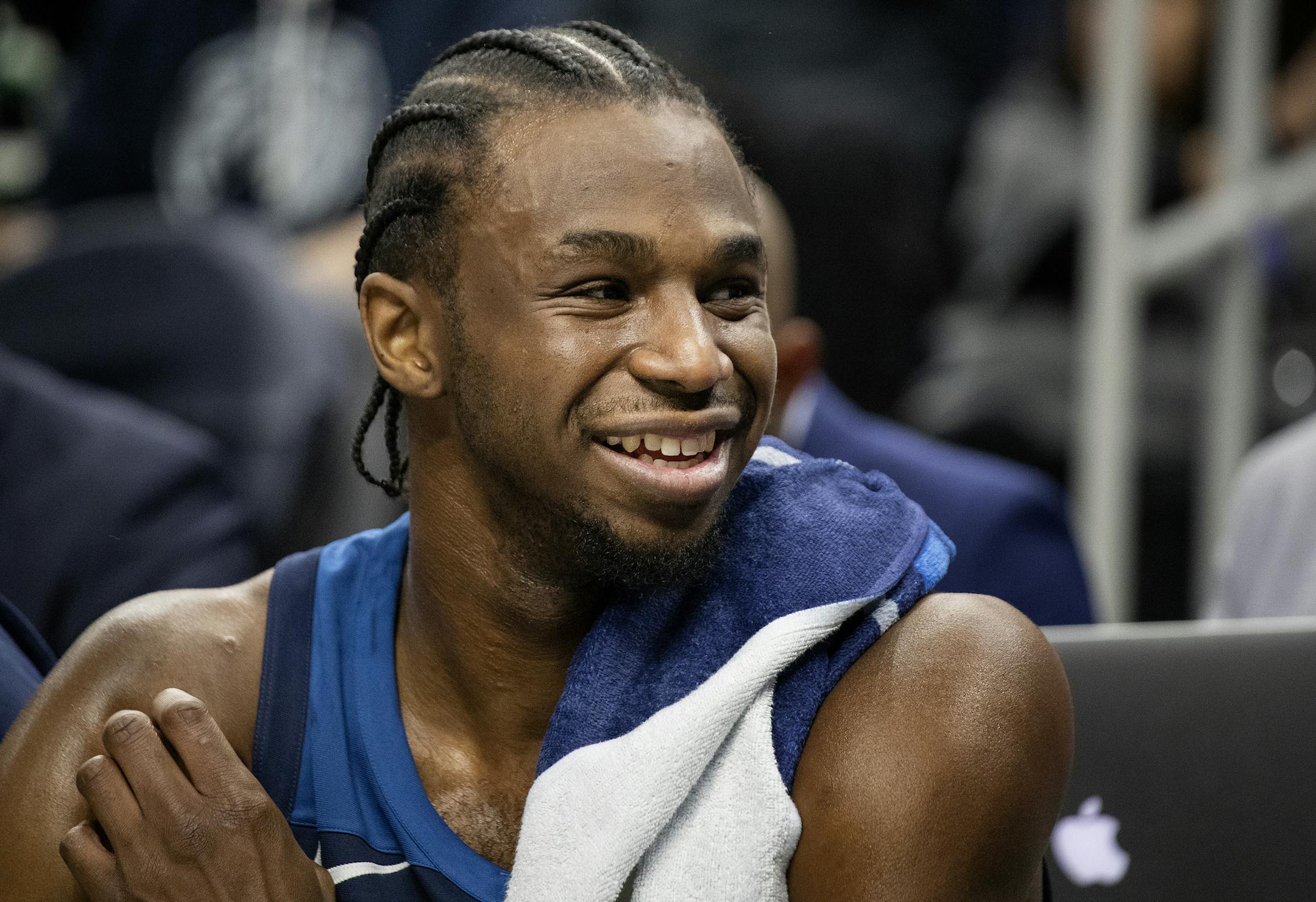 Minnesota Timberwolves Andrew Wiggins (22). ] CARLOS GONZALEZ ï cgonzalez@startribune.com ñ April 21, 2018, Minneapolis, MN, Target Center, NBA Playoffs, Basketball, Minnesota Timberwolves vs. Houston Rockets, Game 3