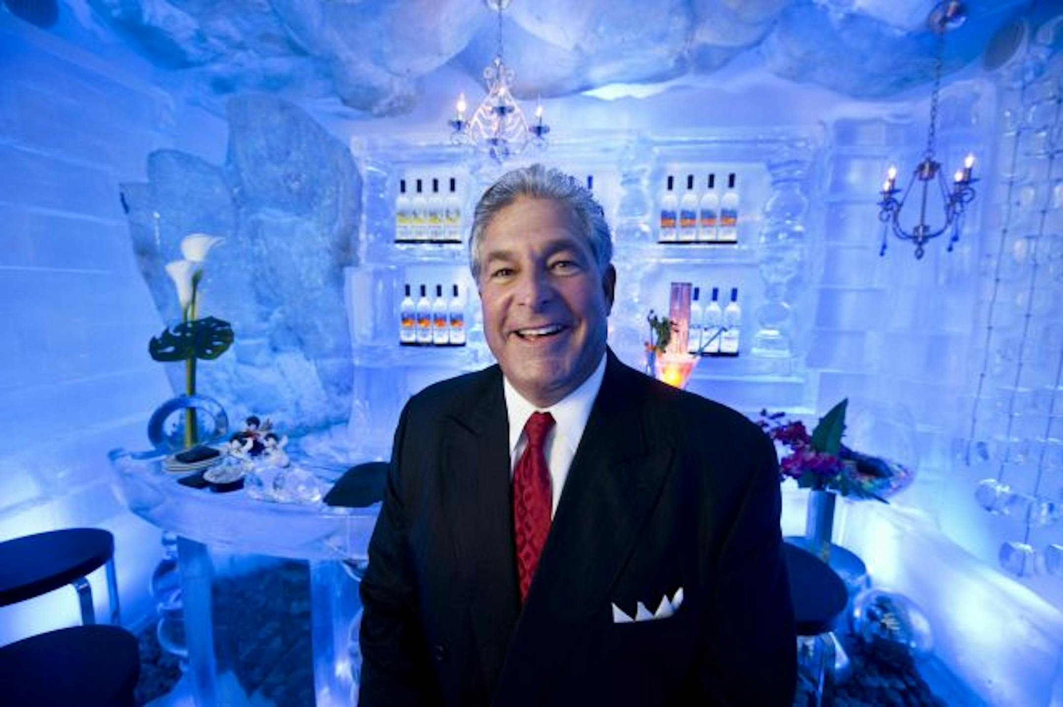 Steve Schussler in his all ice bar.