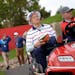 Actor Bill Murray was chauffeured to the first tee by Team USA Captain Davis Love III before Murray teed off in the Ryder Cup Celebrity Matches Tuesda