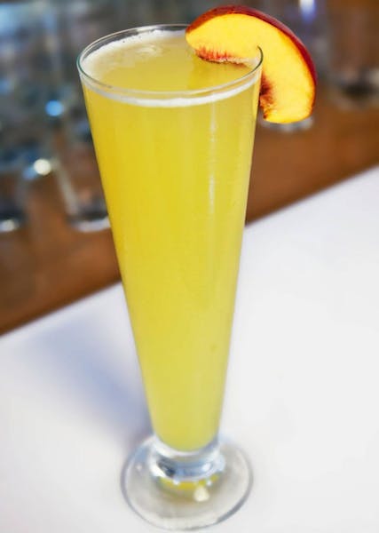 A Bellini features peach nectar, peach schnapps and, of course, champagne.