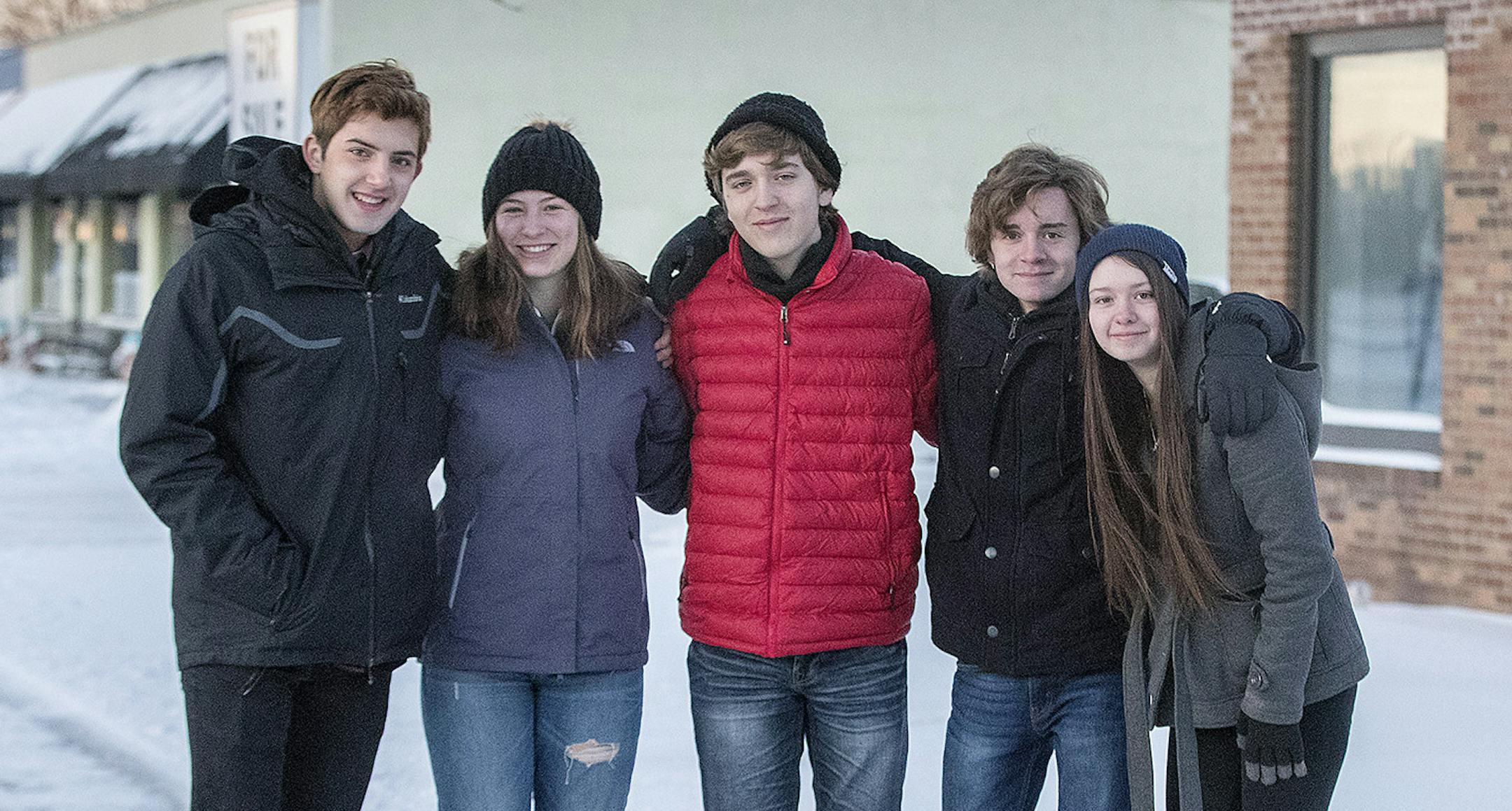 St. Louis Park high school students from left Isaac Wahl, Libby Ramsperger, Cole Nugteren, Owen Campbell, and Marley Miller, cq, stood by the area they would like to convert into a coffeeshop, Friday, January 12, 2018 in St. Louis Park, MN. They are working to create something they say does not exist in the city: a space to call their own. They launched a fundraising campaign to open The Nest, a coffeeshop run by students, for students.They hope the locale becomes a safe space for students to pr