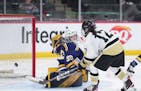 Andover forward Isa Goettl (12) scored her fourth goal of the game past Rosemount goaltender Avery Miller (30) in the third period at Xcel Energy Cent
