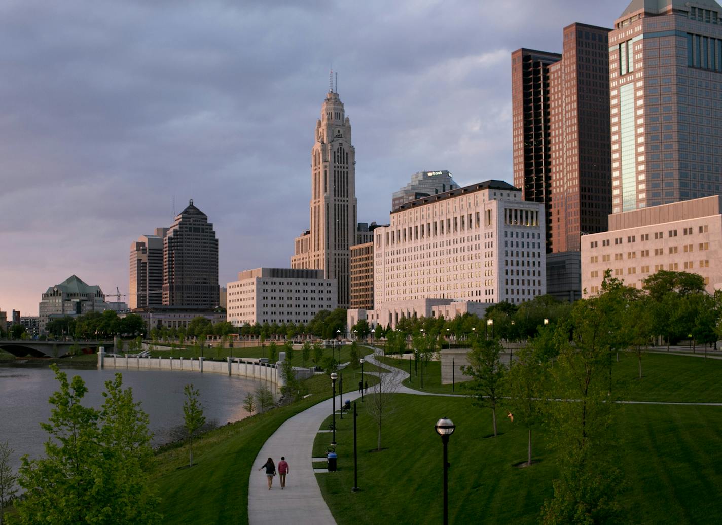 A park along the Scioto River in downtown Columbus, Ohio, May 18, 2016.