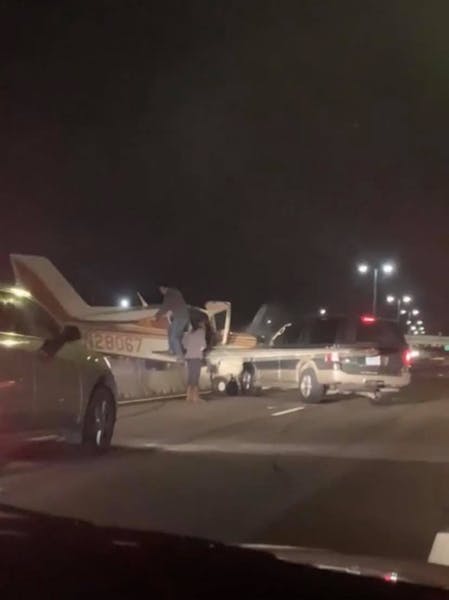 David Stratioti called 911 and stopped to help after seeing a plane make an emergency landing on I-35W Wednesday night near County Road E2 in Arden Hi