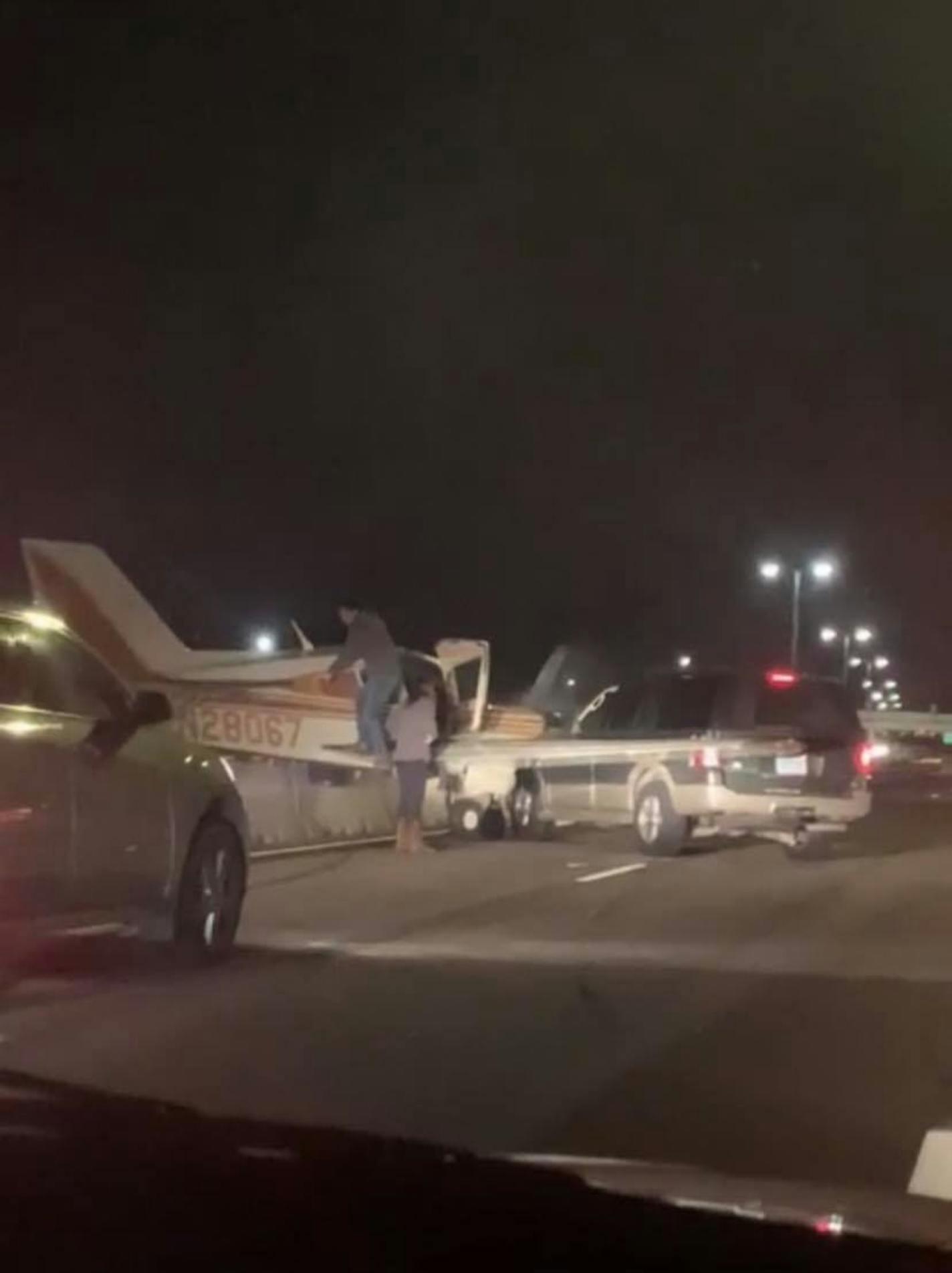 David Stratioti called 911 and stopped to help after seeing a plane make an emergency landing on I-35W Wednesday night near County Road E2 in Arden Hills.