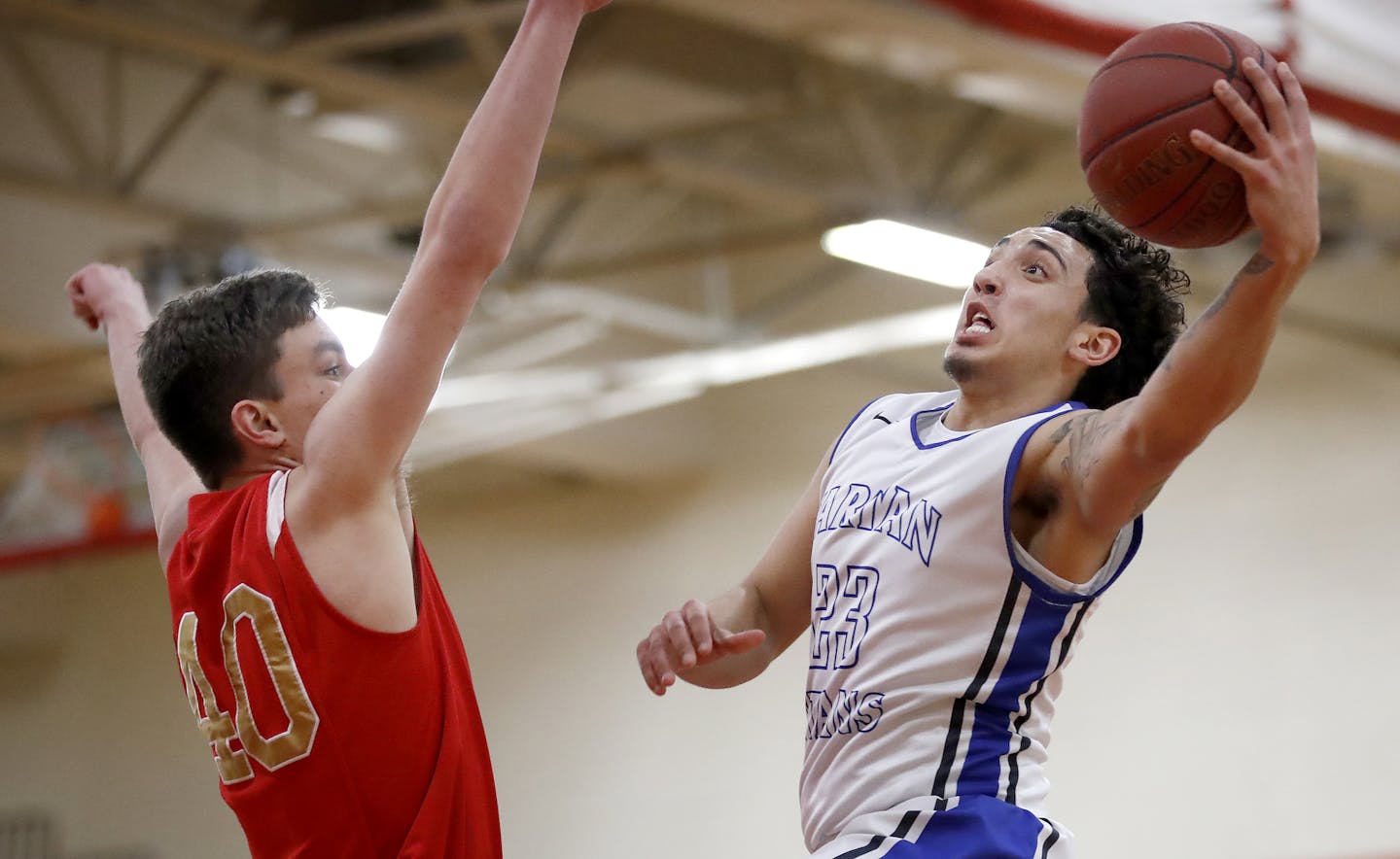 Jordan Horn (23) of Tartan High School. ] CARLOS GONZALEZ &#xef; cgonzalez@startribune.com - February 28, 2017, Mendota Heights, MN, Tartan High School / Prep boys basketball, Tartan at Henry Sibley