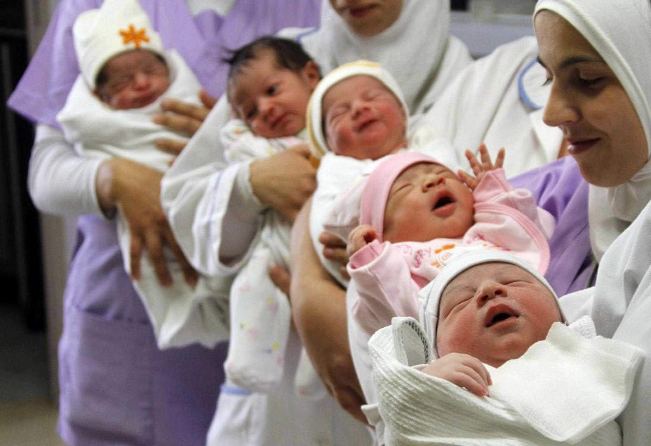 These five babies were born in Sidon, Lebanon last year.