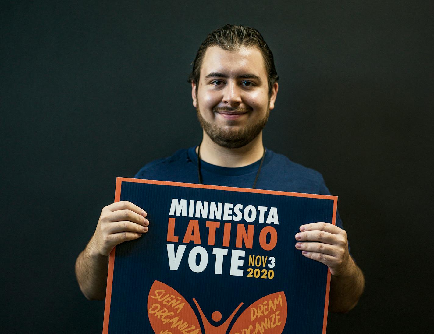 Ryan Perez of COPAL showed how he communicated with co-worker Judith Marquez, who was quarantined because of possible exposure to coronavirus. COPAL is mobilizing Latinos in Minnesota to vote.