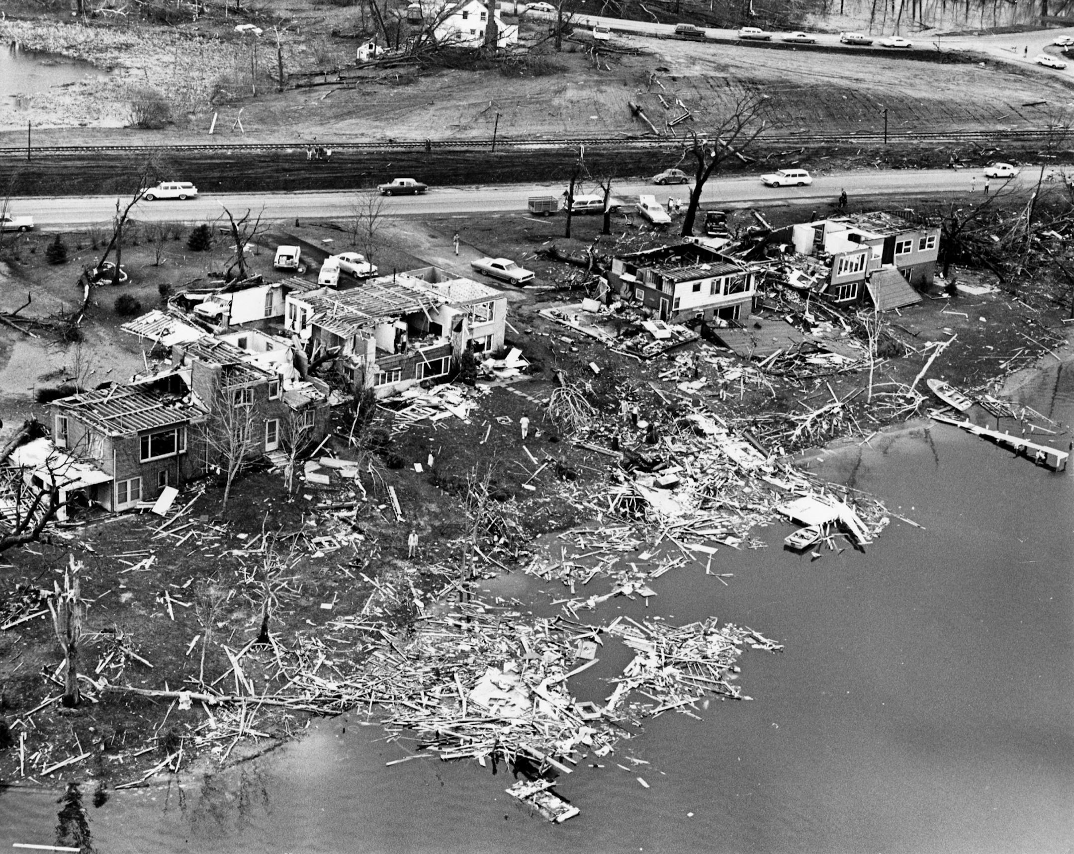 Homes in Deephaven's Cottagewood area were swept into Carsons Bay by the tornado of 1965.