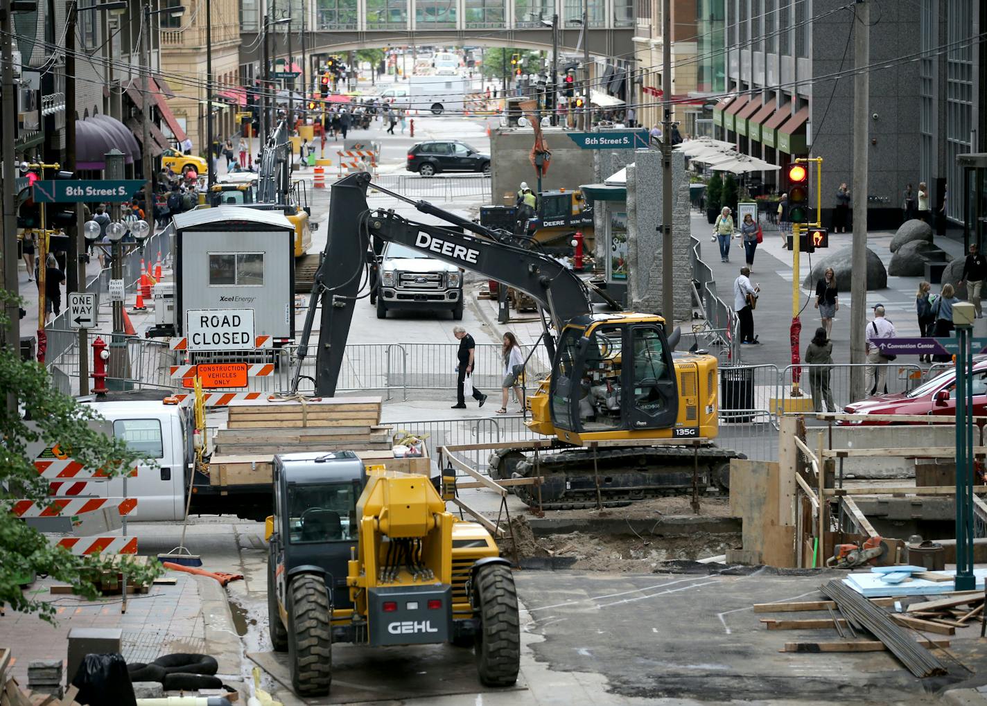 Officials announced a new phase of the Nicollet Mall reconstruction during a news conference in early June outside the IDS Building in Minneapolis.