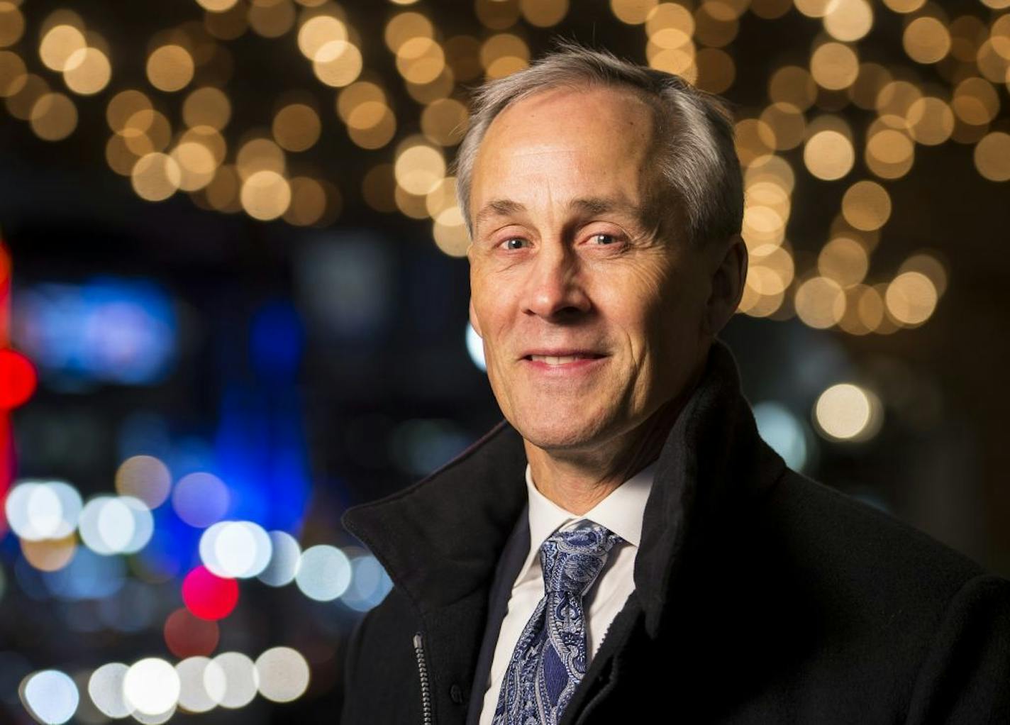 Hennepin Theatre Trust President Tom Hoch, stood in for a portrait on Tuesday, Jan. 5, 2016 outside the State Theatre.