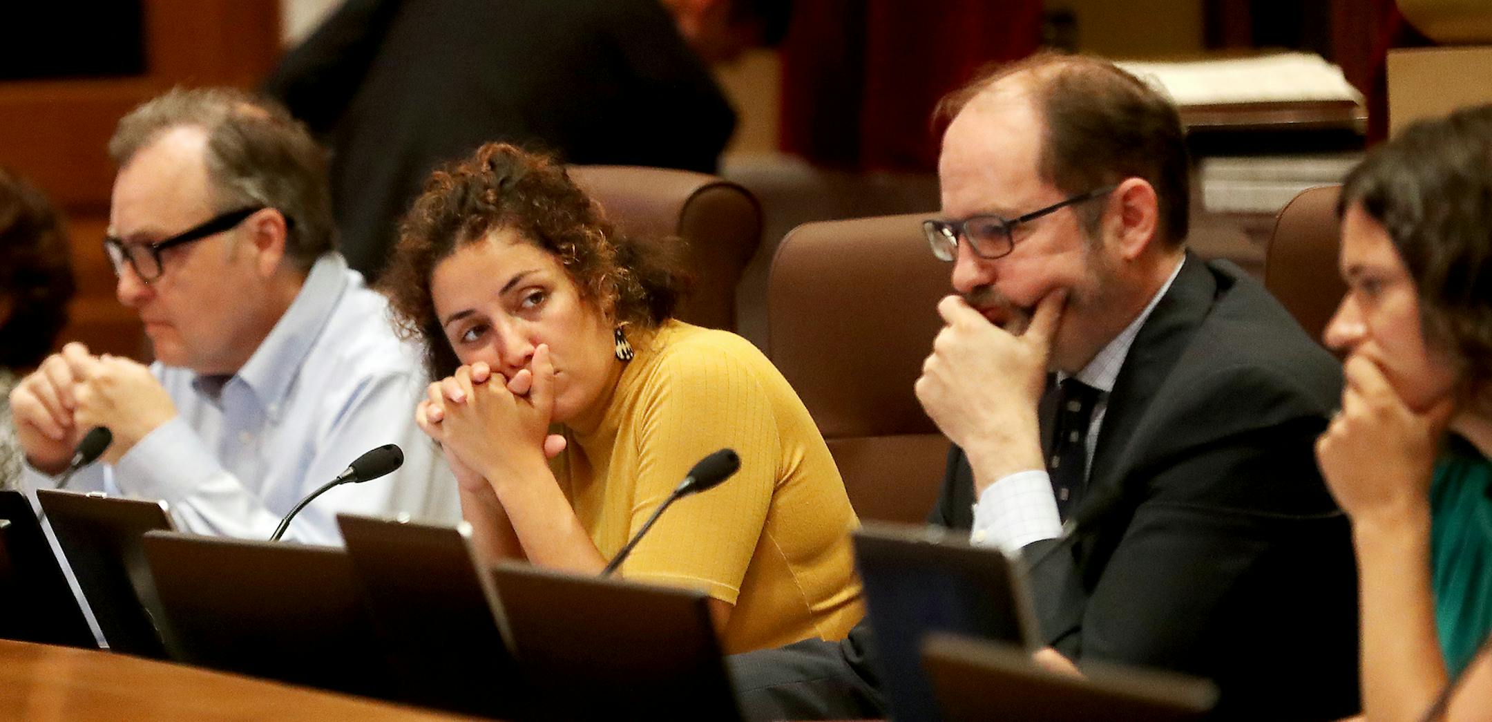 Left to right, Minneapolis City Council members Cam Gordon, Alondra Cano, Kevin Reich and Elizabeth Gladden.