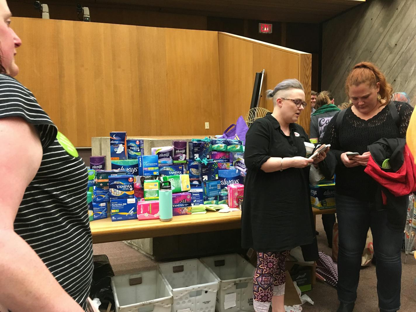 In a protest over what they perceive as sexist attitudes on the West St. Paul City Council, residents brought boxes of tampons and maxi pads to the council meeting Monday night.