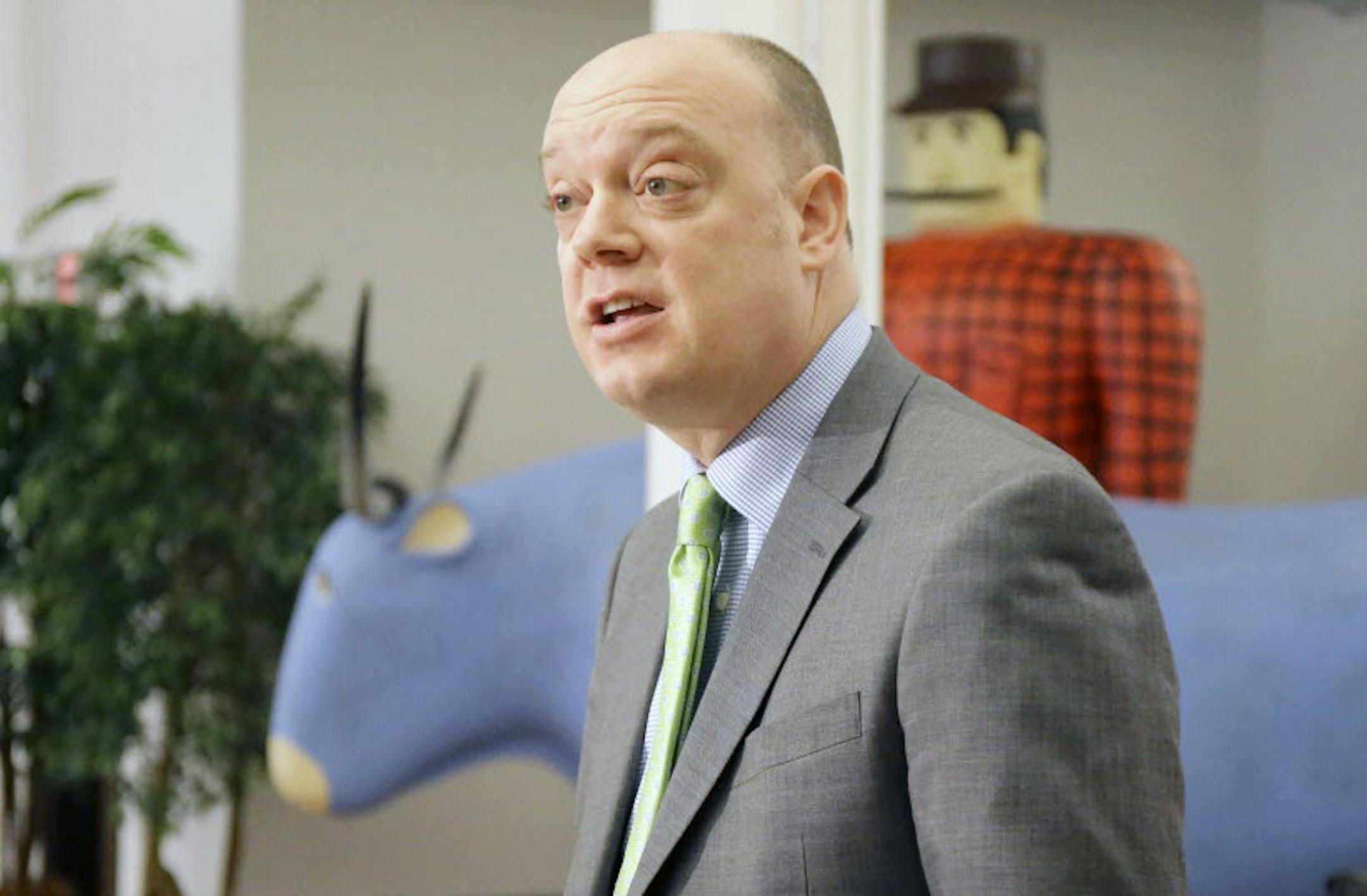 March 31, 2014: Scott Leitz, interim CEO of MNSure, responds to a question during news conference at MNSure's offices in St. Paul, Minn.