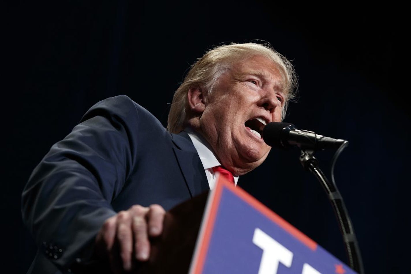 File-This Oct. 5, 2016, file photo shows Republican presidential candidate Donald Trump speaking during a campaign rally, in Reno, Nev. Why now? And why this? For the legion of Republicans who abandoned Trump on Saturday, Oct. 8, 2016, recoiling in horror from comments their party�s White House nominee made about using his fame to prey on women, there is no escaping those questions.