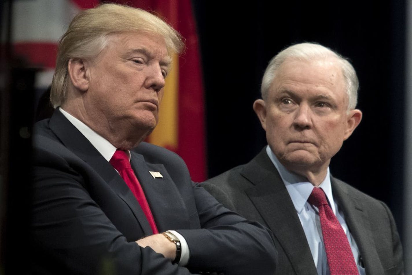 President Donald Trump and Attorney General Jeff Sessions attended an FBI graduation ceremony in December 2017.