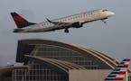 A Delta plane takes off from Los Angeles International Airport in Los Angeles.