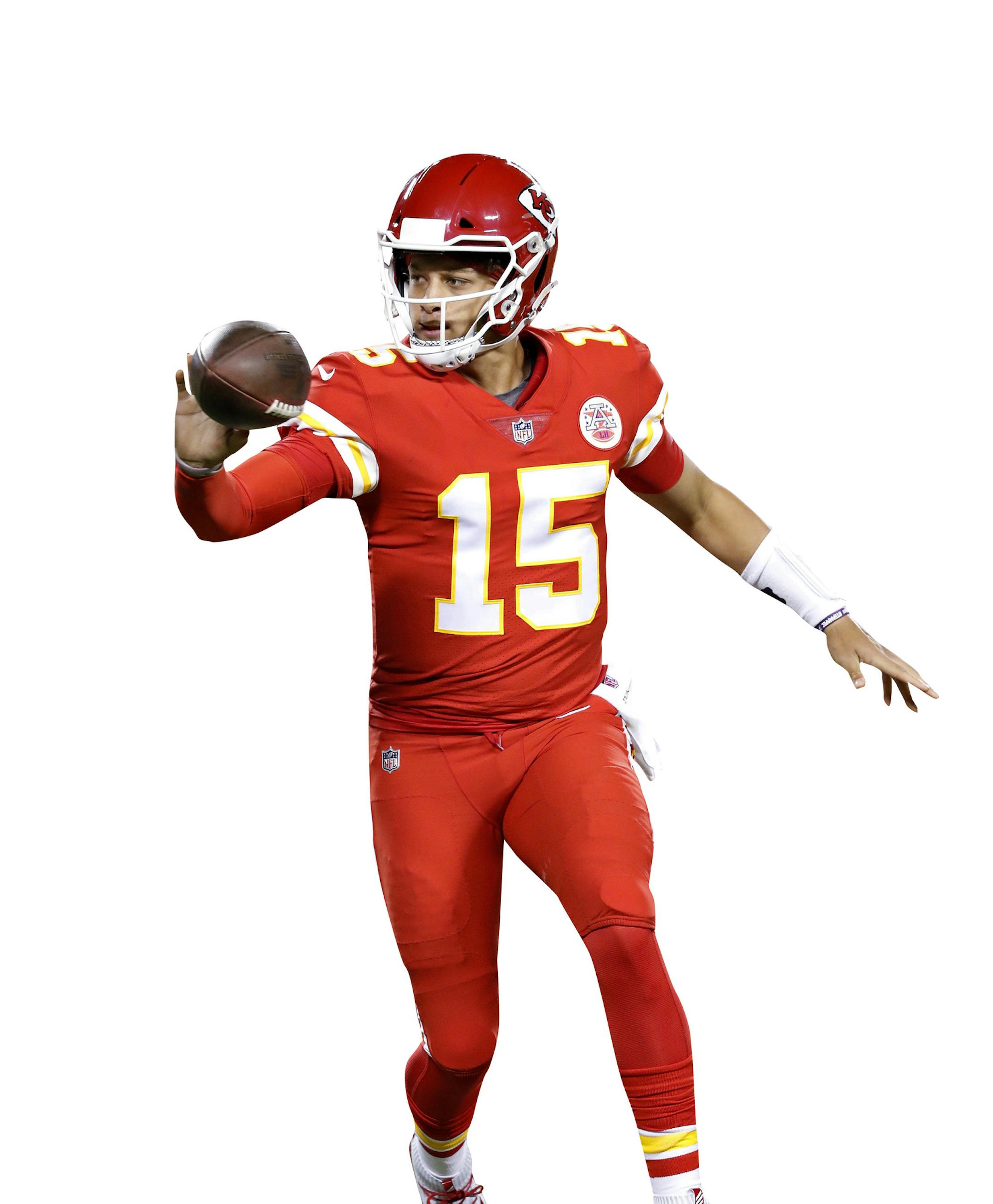 Kansas City Chiefs quarterback Pat Mahomes (15) pitches the ball during an NFL football game against the Cincinnati Bengals on Sunday, Oct. 21, 2018 in Kansas City, Mo. (Greg Trott via AP) ORG XMIT: GTMO01