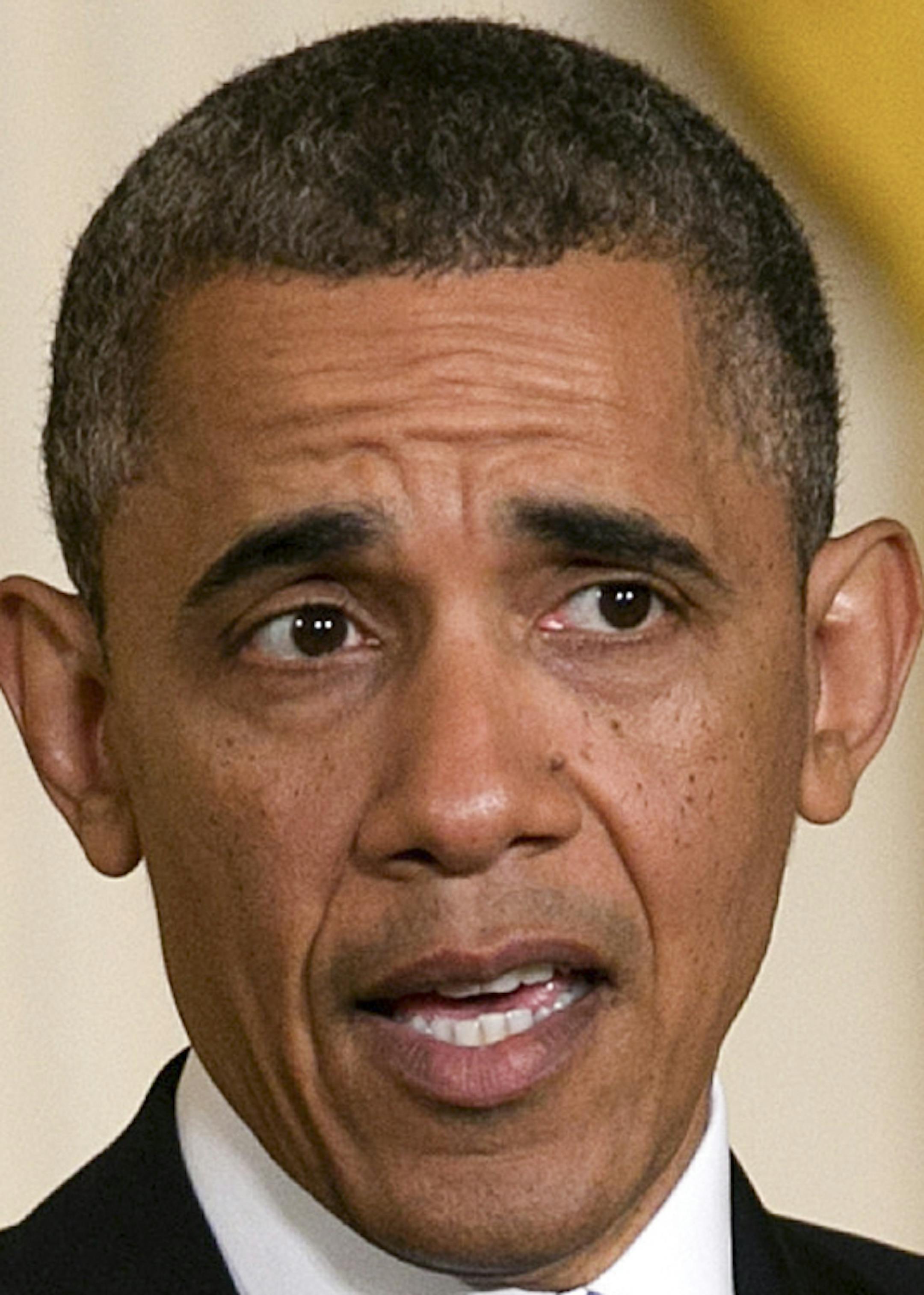 President Barack Obama speaks during a joint news conference with British Prime Minister David Cameron in the East Room of the White House in Washington, May 13, 2013. Obama on Monday called Republican criticism of his handling of the attacks in Benghazi, Libya, "a sideshow" and said that any accusation of a cover-up by his administration "defies logic." (Doug Mills/The New York Times)