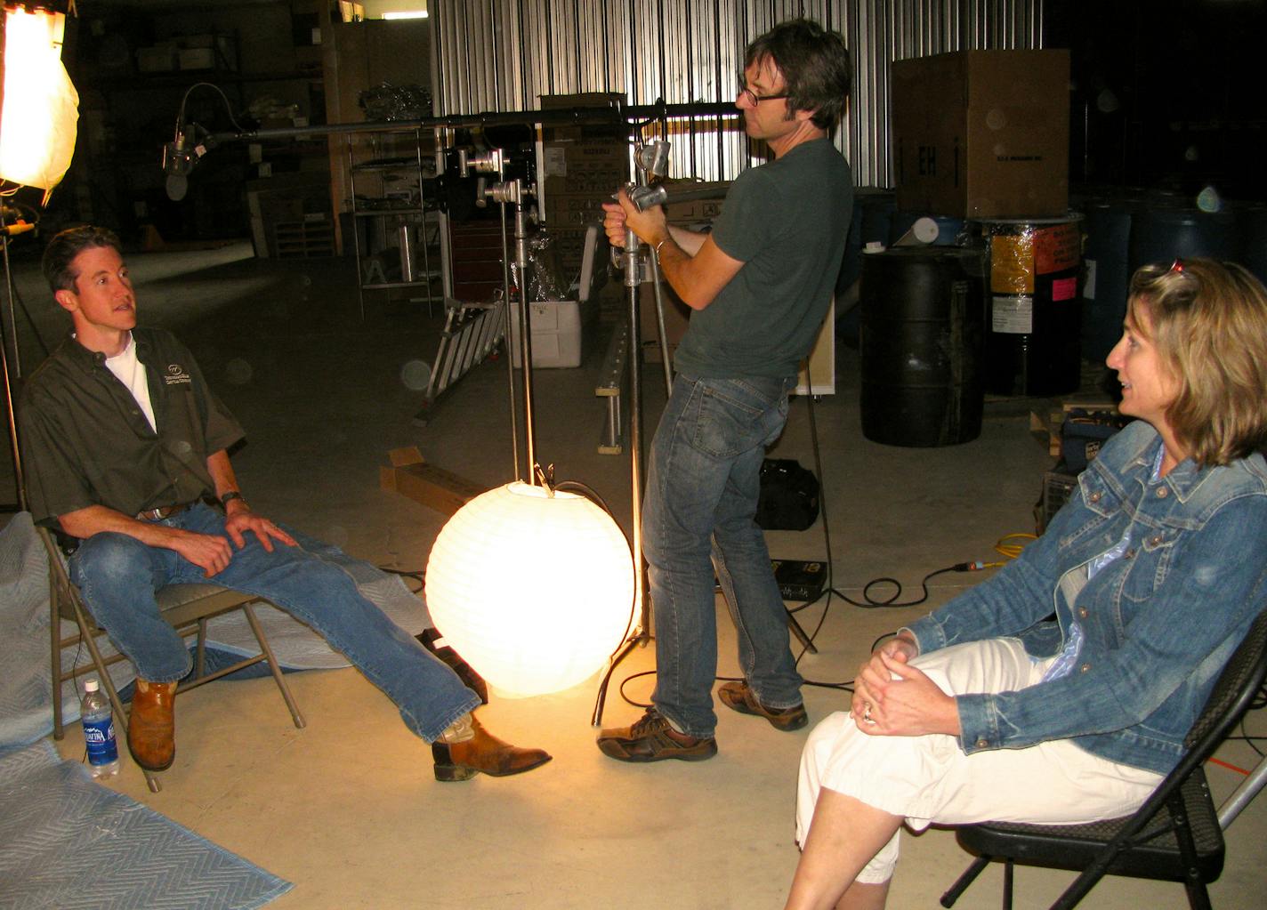 Minneapolis filmmaker Larkin McPhee and crew member John Dehn prepare to interview Todd Churchill, a grass-fed beef farmer, for her documentary, &#x201c;Troubled Waters,&#x201d; about soil and water degration along the Mississippi River.