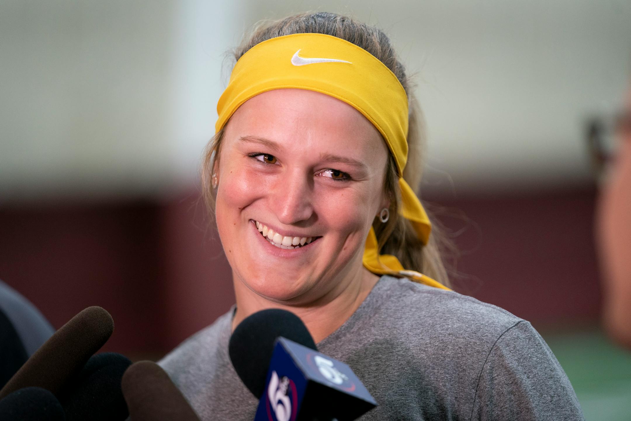 Natalie DenHartog (shown in May 2019) and Emily Hansen hit three-run homers for the Gophers softball team in an 11-2, five-inning victory at the Auburn tournament on Sunday.