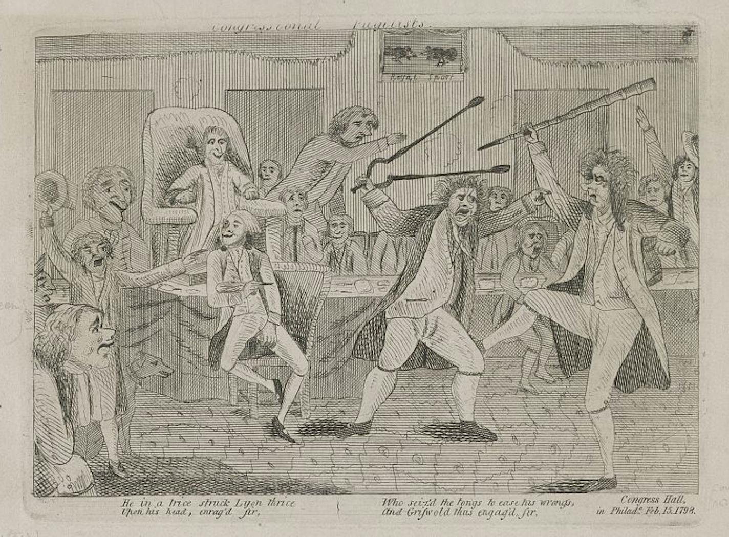 Matthew Lyon thrown out of Congress Hall, 1798