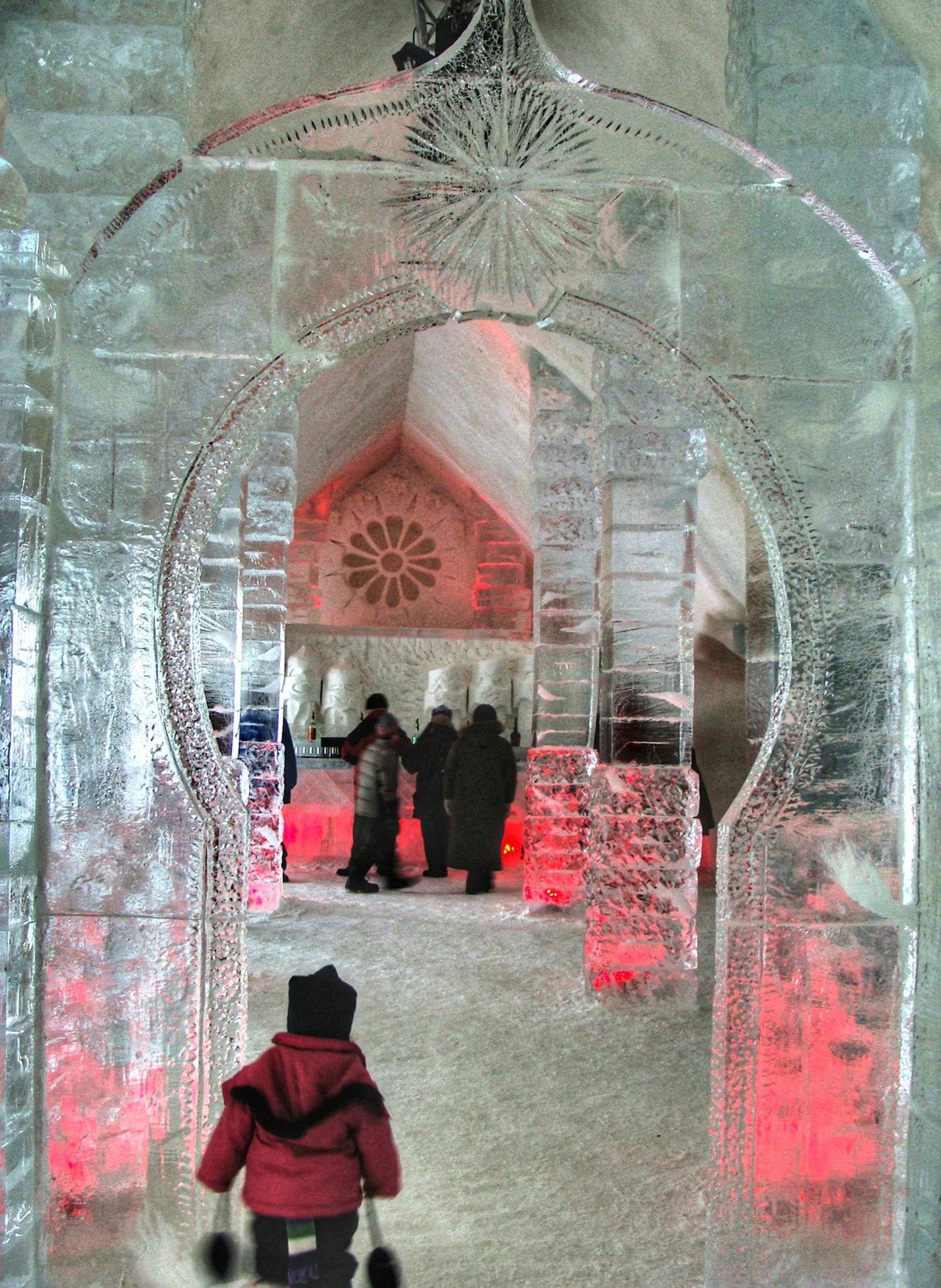 The name �Ice Hotel� is somewhat of a misnomer. Instead of being carved from ice, most of the hotel is actually made from compressed snow.