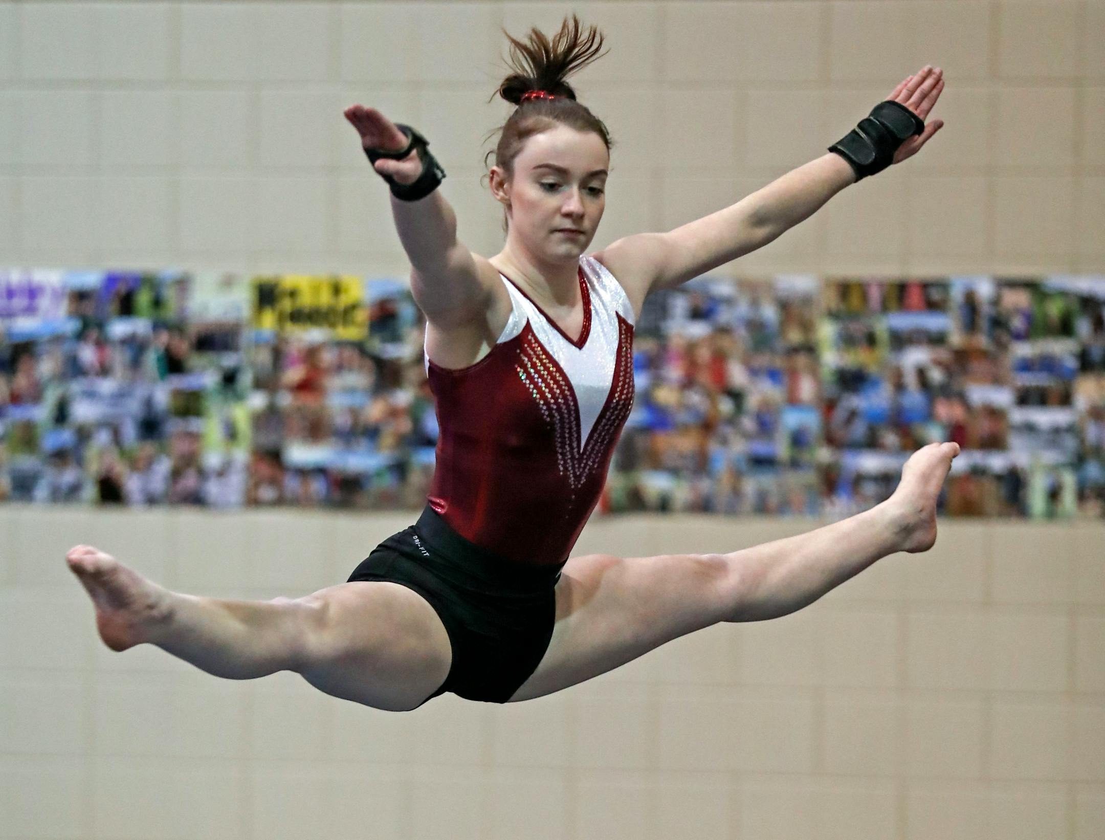 Ally Doornbos practices her floor exercise.