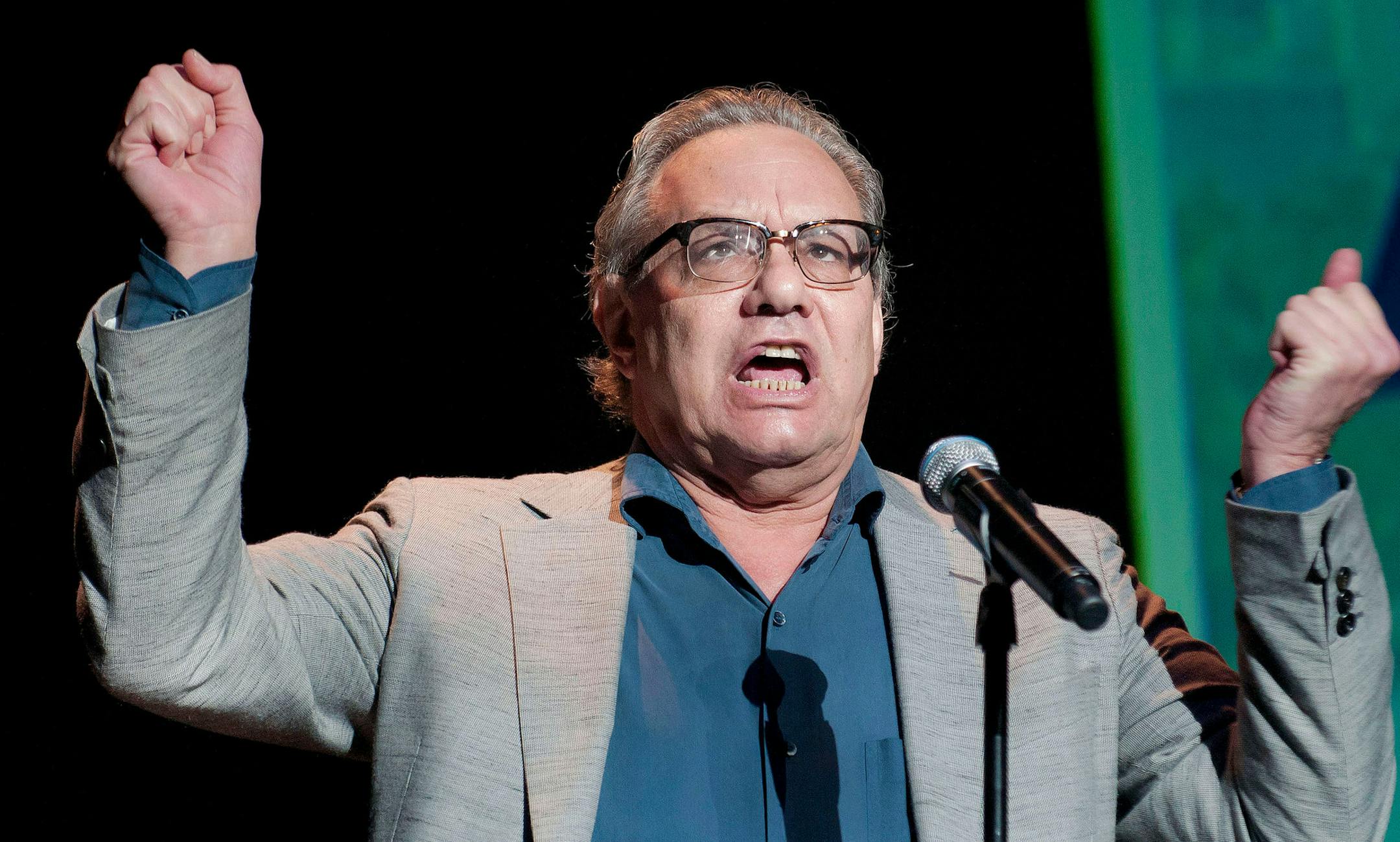In this image released by South Beach Comedy Festival Presented by Joe Boxer, comedian Lewis Black performs at The Fillmore Miami Beach at the Jackie Gleason Theater during the South Beach Comedy Festival Presented by Joe Boxer, Thursday March 1, 2012 in Miami Beach, Fla. The popular comedy festival runs through March 3, 2012. (AP Photo/South Beach Comedy Festival, Mitchell Zachs)